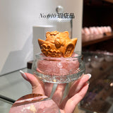 No 010 粉晶貓貓聚寶盆 (瑕疵品)￼￼