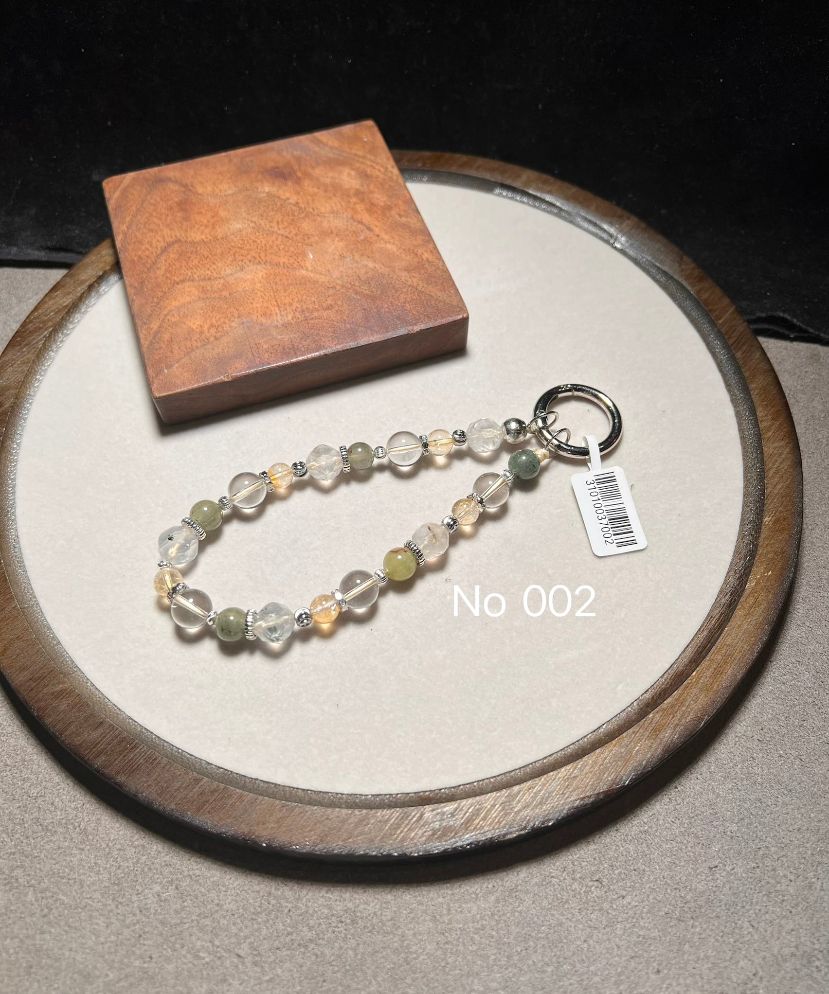 綠兔毛幽靈x黃水晶手機繩